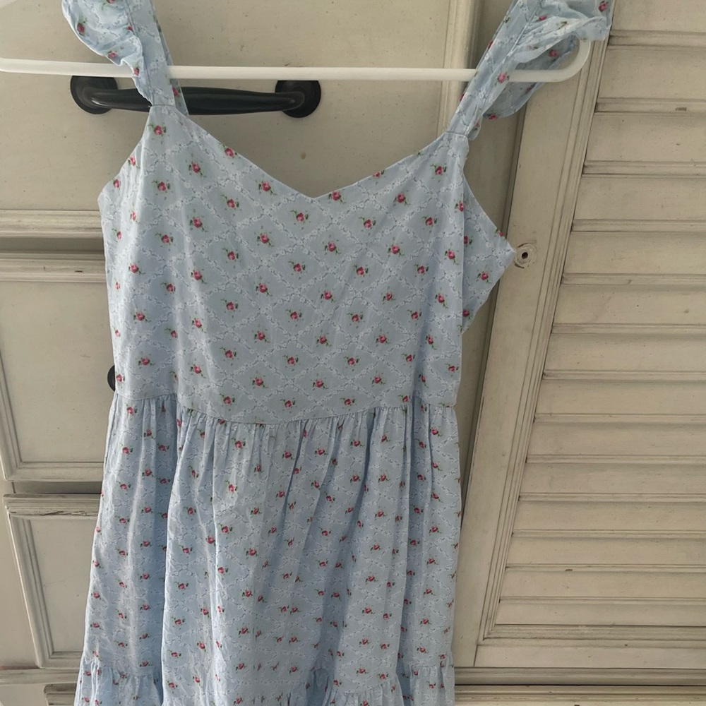 Janie and Jack Sky Blue Dress with Floral Pattern